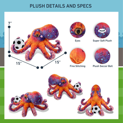 WILD COLLECTION PLUSH - OCTOPUS 15" WITH SOCCER PLUSH