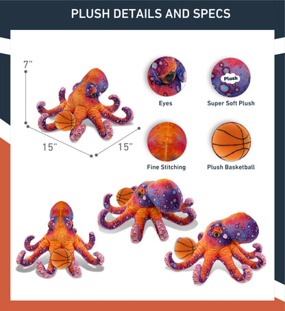 WILD COLLECTION PLUSH - OCTOPUS 15" WITH BASKETBALL PLUSH