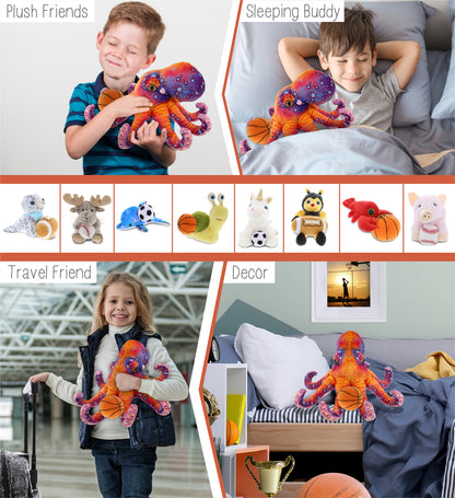 WILD COLLECTION PLUSH - OCTOPUS 15" WITH BASKETBALL PLUSH