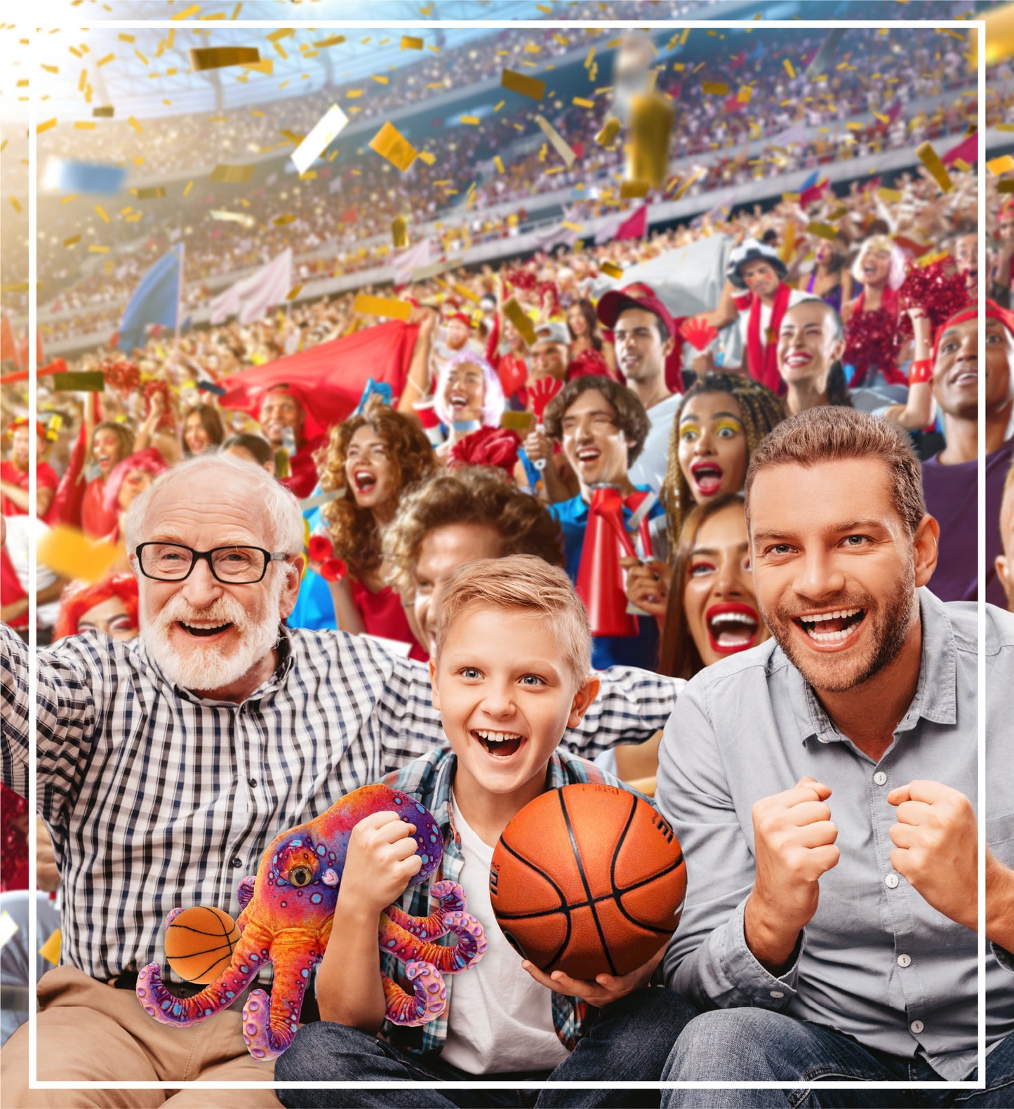 WILD COLLECTION PLUSH - OCTOPUS 15" WITH BASKETBALL PLUSH