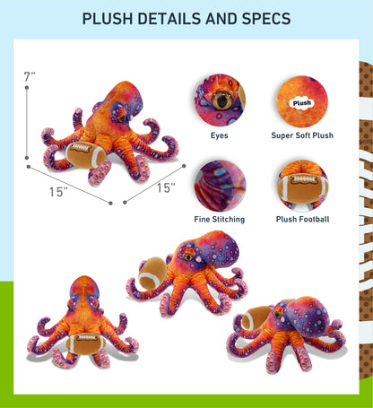 WILD COLLECTION PLUSH - OCTOPUS 15" WITH FOOTBALL PLUSH