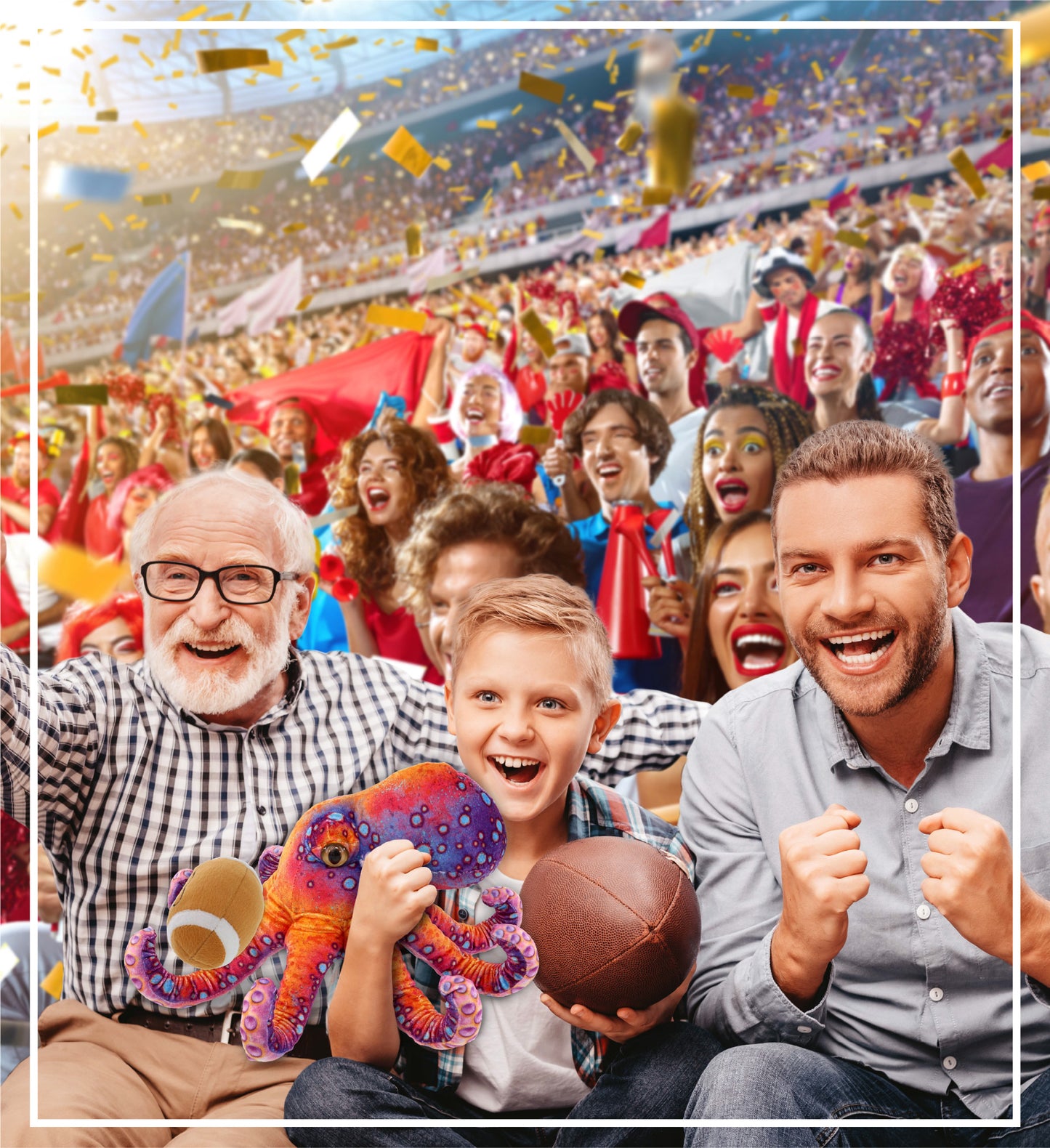 WILD COLLECTION PLUSH - OCTOPUS 15" WITH FOOTBALL PLUSH