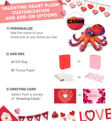 PLUSH I LOVE YOU RED HEART - WILD COLLECTION PLUSH - OCTOPUS 15"