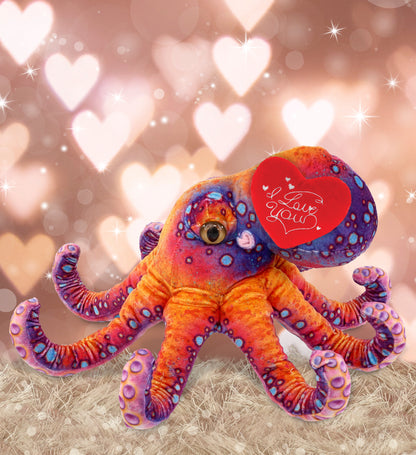 PLUSH I LOVE YOU RED HEART - WILD COLLECTION PLUSH - OCTOPUS 15"