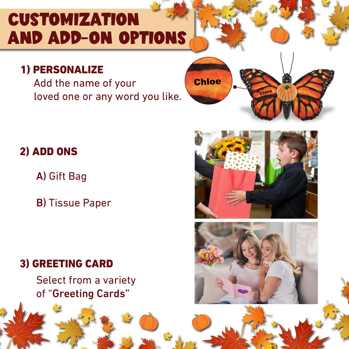 WILD COLLECTION PLUSH - ORANGE BUTTERFLY 12" WITH PUMPKIN PLUSH