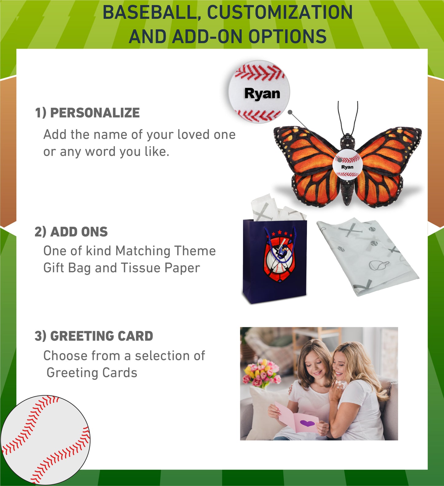 WILD COLLECTION PLUSH - ORANGE BUTTERFLY 12" WITH BASEBALL PLUSH