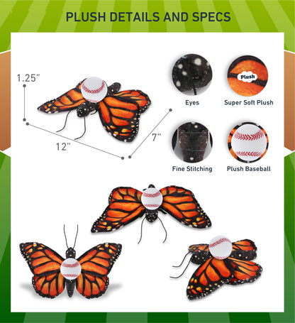WILD COLLECTION PLUSH - ORANGE BUTTERFLY 12" WITH BASEBALL PLUSH