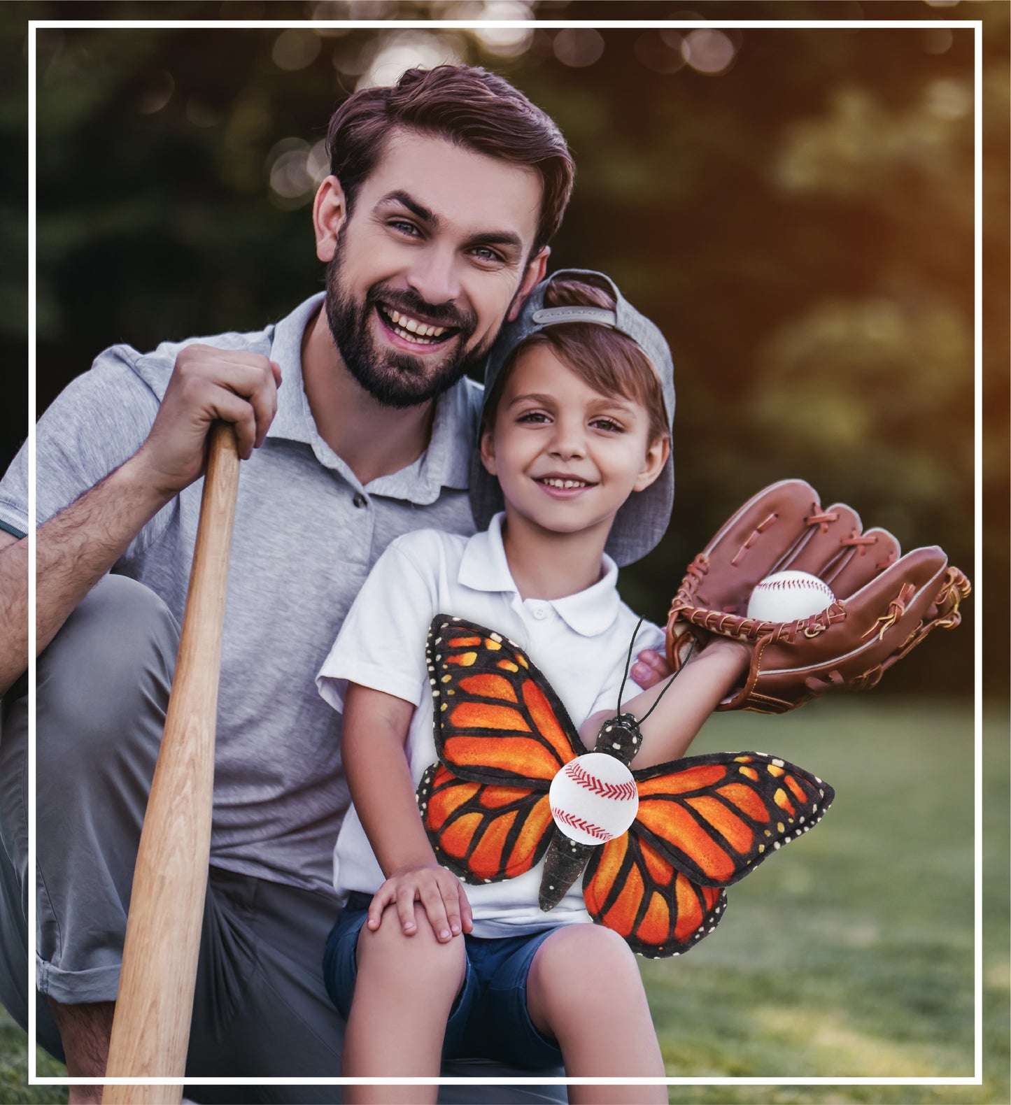 WILD COLLECTION PLUSH - ORANGE BUTTERFLY 12" WITH BASEBALL PLUSH