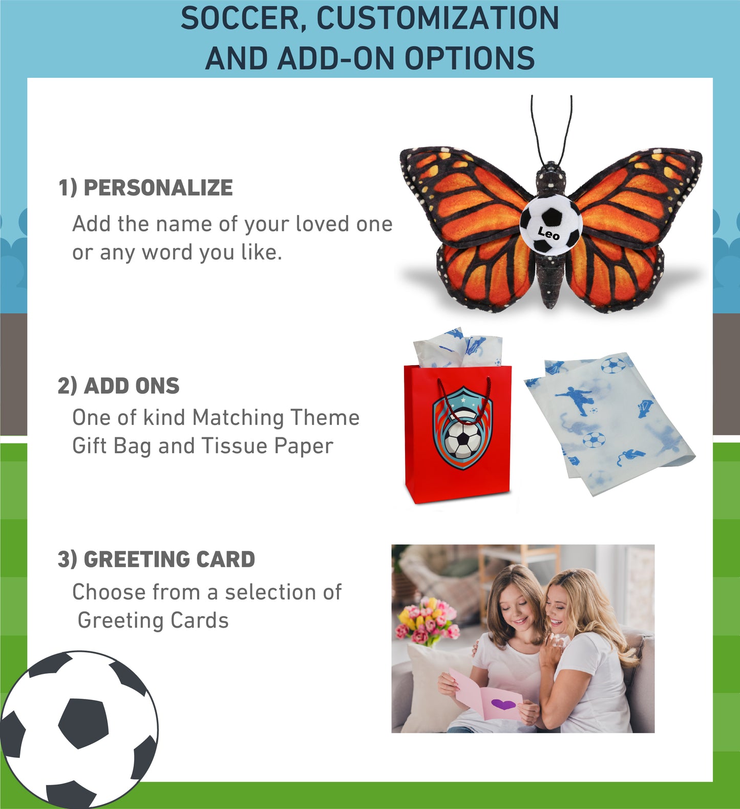 WILD COLLECTION PLUSH - ORANGE BUTTERFLY 12" WITH SOCCER PLUSH