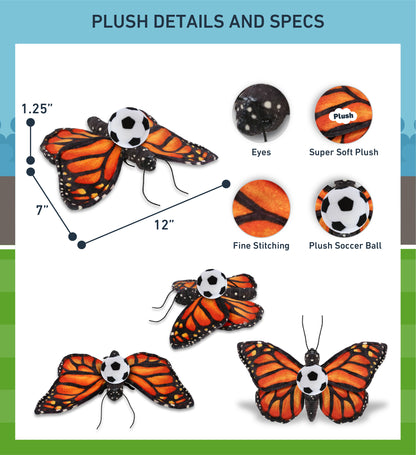 WILD COLLECTION PLUSH - ORANGE BUTTERFLY 12" WITH SOCCER PLUSH