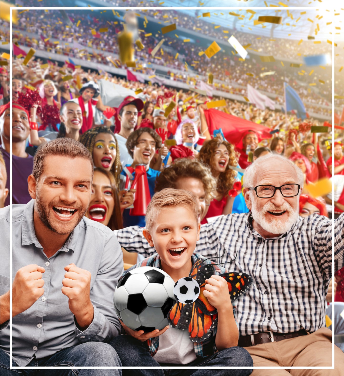 WILD COLLECTION PLUSH - ORANGE BUTTERFLY 12" WITH SOCCER PLUSH