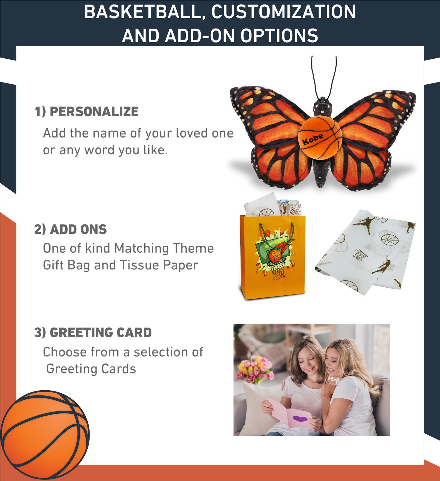 WILD COLLECTION PLUSH - ORANGE BUTTERFLY 12" WITH BASKETBALL PLUSH