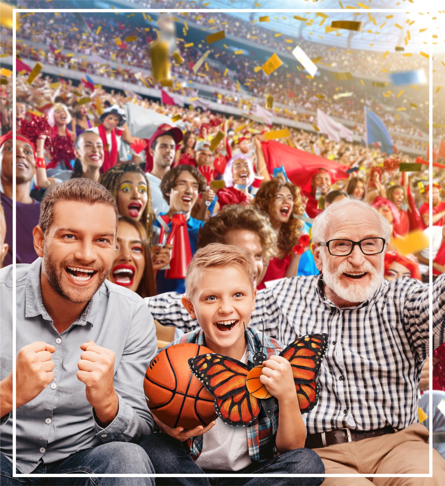 WILD COLLECTION PLUSH - ORANGE BUTTERFLY 12" WITH BASKETBALL PLUSH