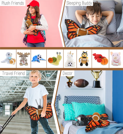 WILD COLLECTION PLUSH - ORANGE BUTTERFLY 12" WITH FOOTBALL PLUSH