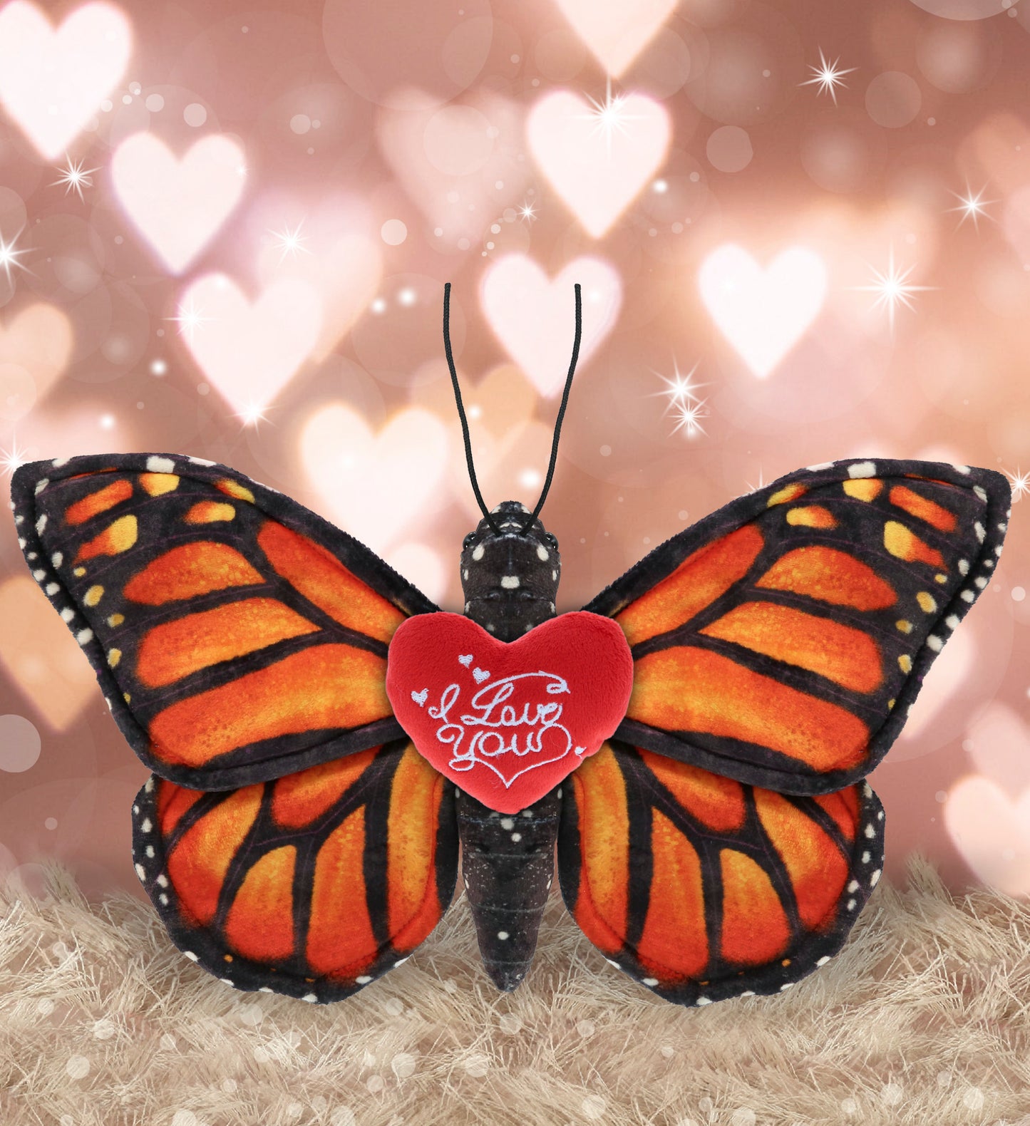 PLUSH I LOVE YOU RED HEART - WILD COLLECTION PLUSH - ORANGE BUTTERFLY 12"