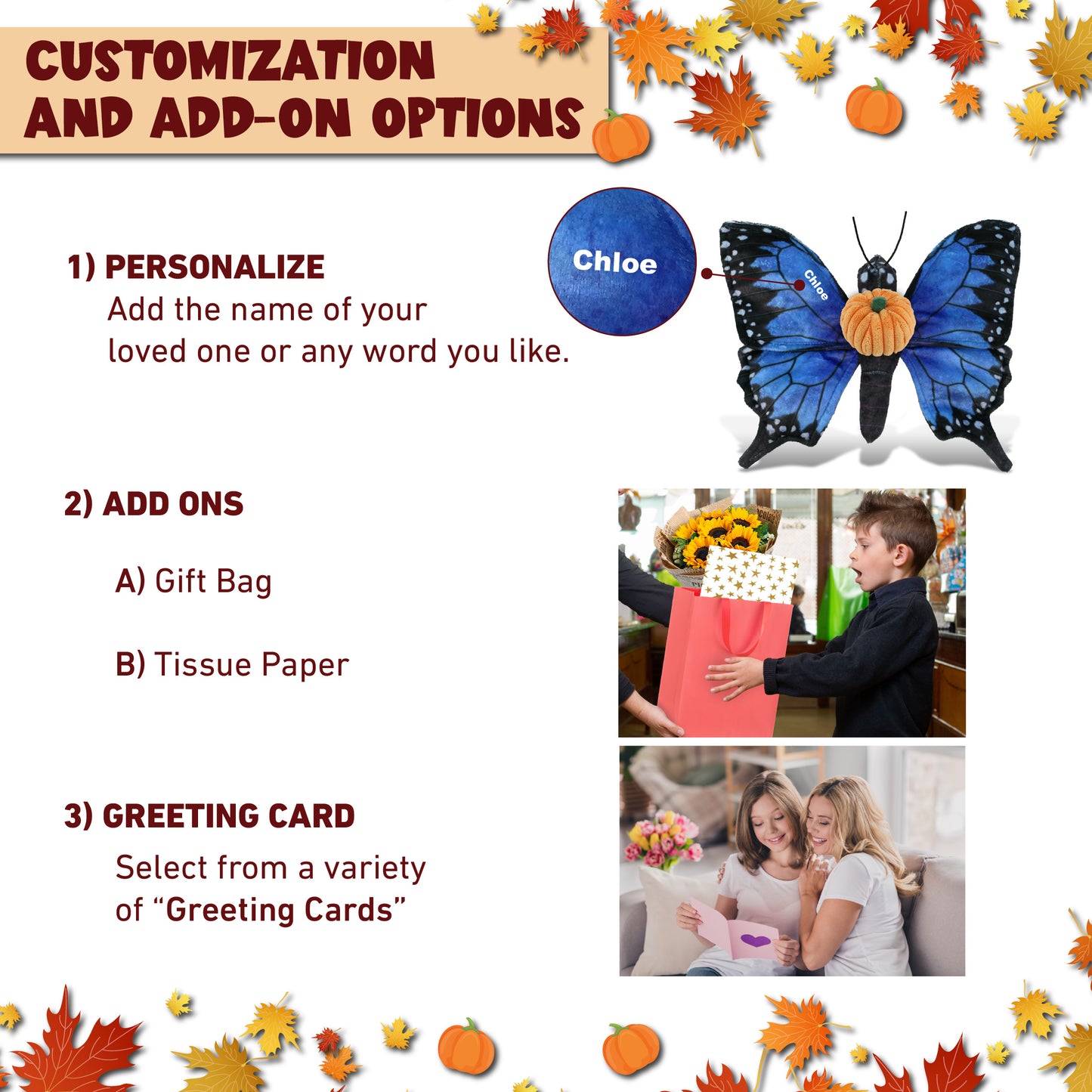 WILD COLLECTION PLUSH - BLUE BUTTERFLY 12" WITH PUMPKIN PLUSH