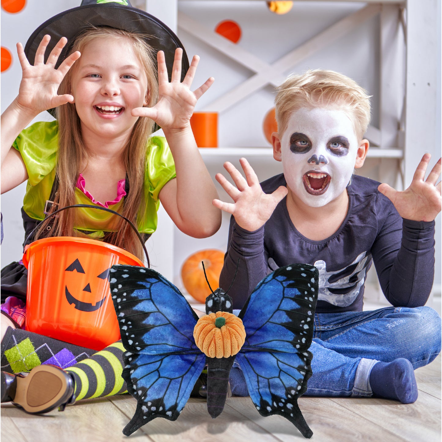 WILD COLLECTION PLUSH - BLUE BUTTERFLY 12" WITH PUMPKIN PLUSH