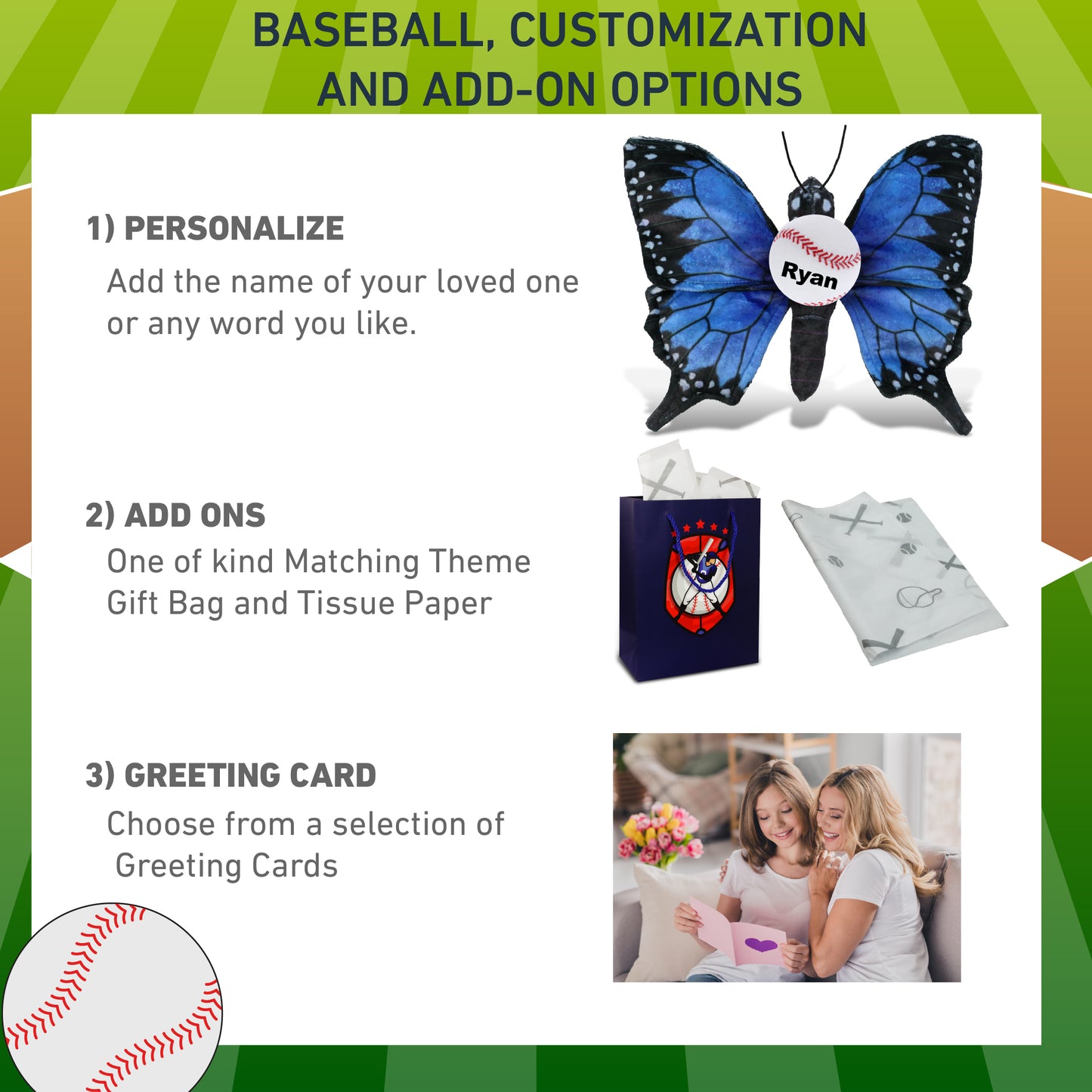 WILD COLLECTION PLUSH - BLUE BUTTERFLY 12" WITH BASEBALL PLUSH