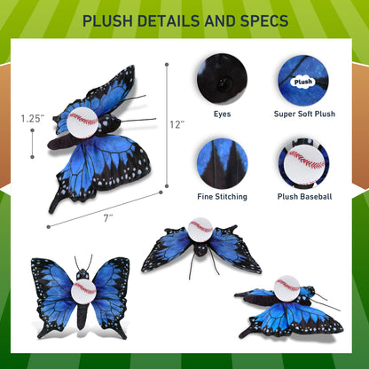 WILD COLLECTION PLUSH - BLUE BUTTERFLY 12" WITH BASEBALL PLUSH