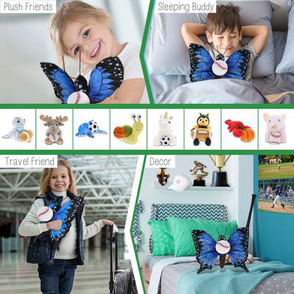 WILD COLLECTION PLUSH - BLUE BUTTERFLY 12" WITH BASEBALL PLUSH
