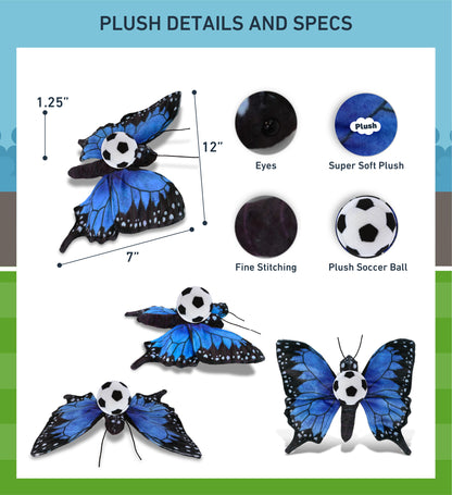 WILD COLLECTION PLUSH - BLUE BUTTERFLY 12" WITH SOCCER PLUSH