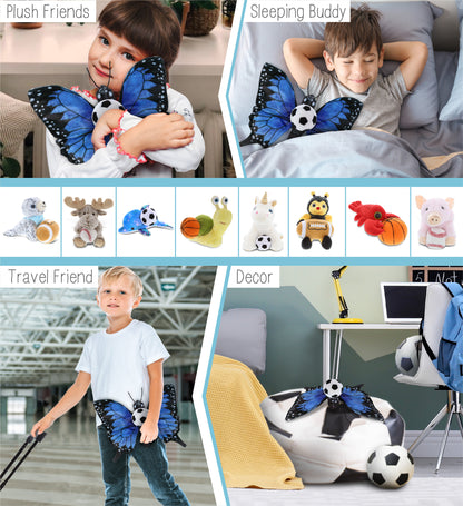 WILD COLLECTION PLUSH - BLUE BUTTERFLY 12" WITH SOCCER PLUSH