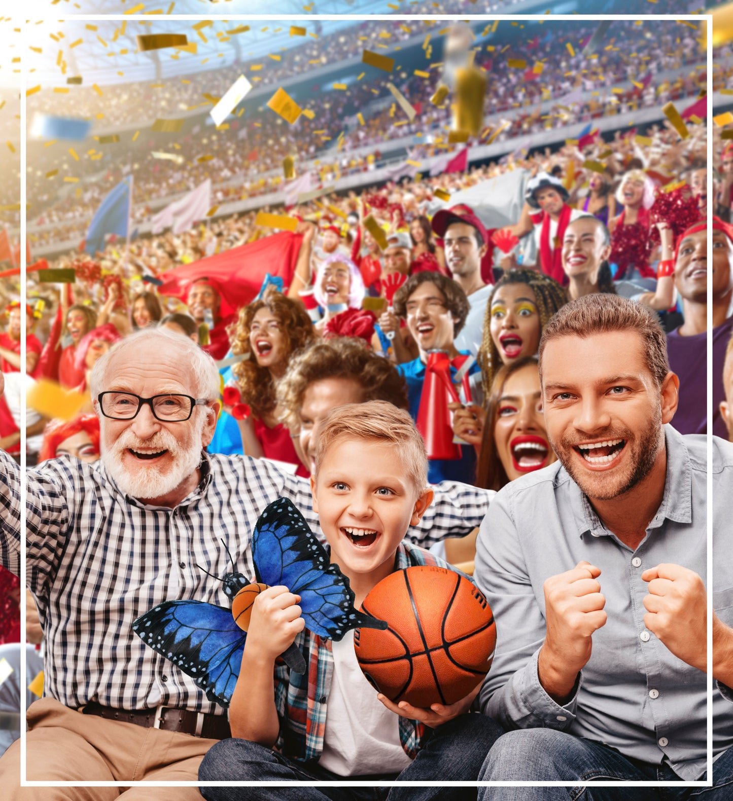 WILD COLLECTION PLUSH - BLUE BUTTERFLY 12" WITH BASKETBALL PLUSH