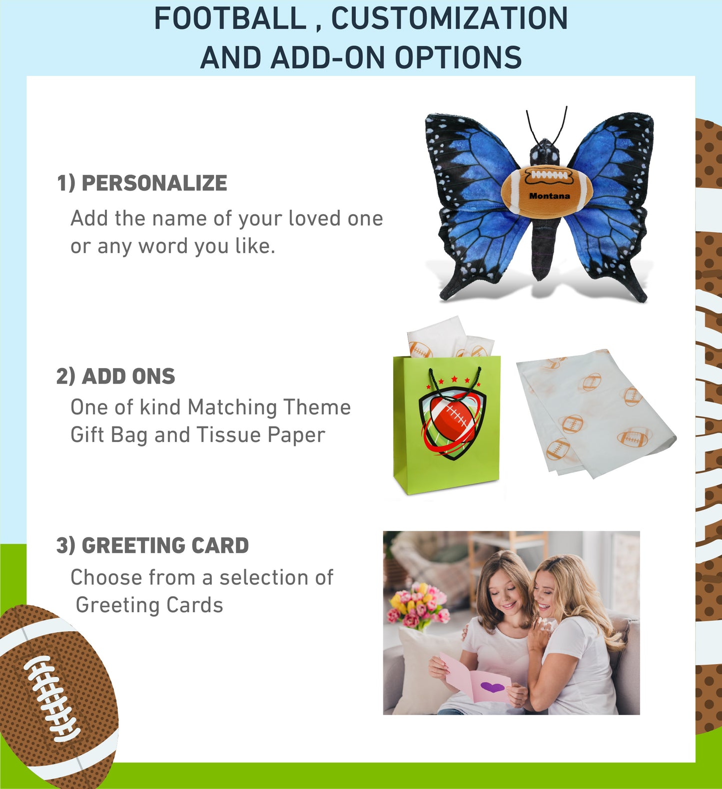 WILD COLLECTION PLUSH - BLUE BUTTERFLY 12" WITH FOOTBALL PLUSH