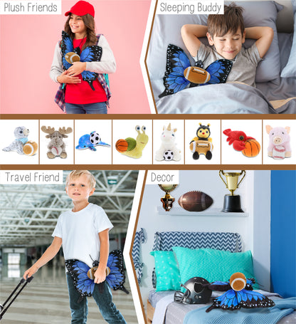 WILD COLLECTION PLUSH - BLUE BUTTERFLY 12" WITH FOOTBALL PLUSH