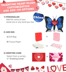 PLUSH I LOVE YOU RED HEART - WILD COLLECTION PLUSH - BLUE BUTTERFLY 12"