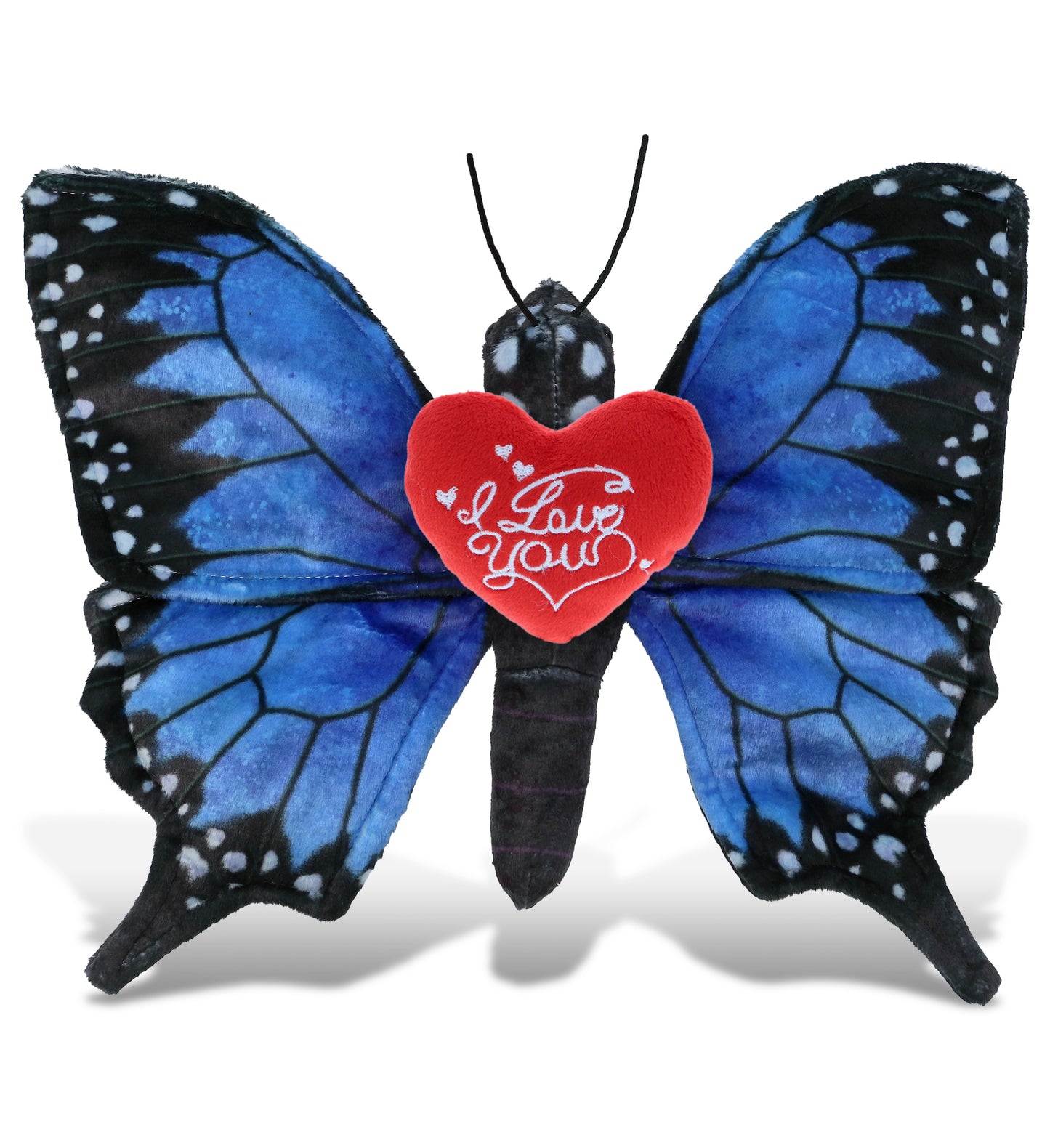 PLUSH I LOVE YOU RED HEART - WILD COLLECTION PLUSH - BLUE BUTTERFLY 12"
