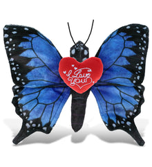 PLUSH I LOVE YOU RED HEART - WILD COLLECTION PLUSH - BLUE BUTTERFLY 12"