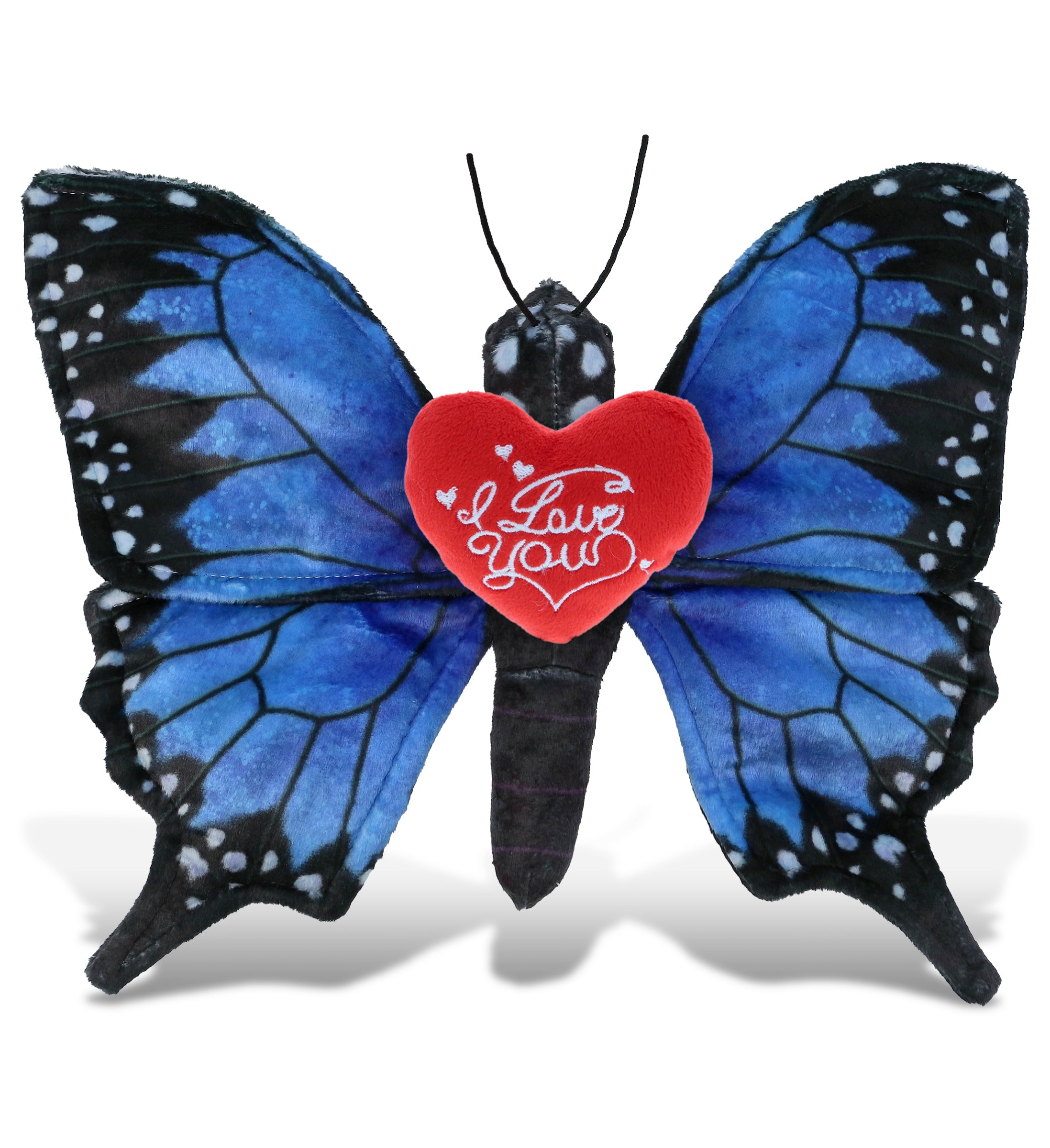 PLUSH I LOVE YOU RED HEART - WILD COLLECTION PLUSH - BLUE BUTTERFLY 12"