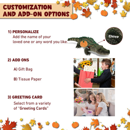 WILD COLLECTION PLUSH - ALLIGATOR 28" WITH PUMPKIN PLUSH
