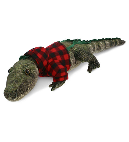 WILD COLLECTION PLUSH - ALLIGATOR 28" WITH RED PLAID HOODIE