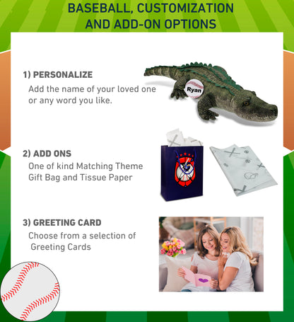 WILD COLLECTION PLUSH - ALLIGATOR 28" WITH BASEBALL PLUSH