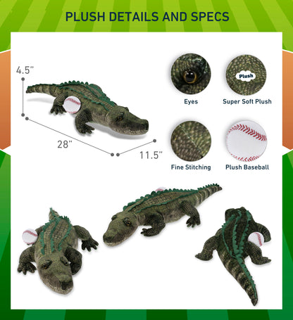 WILD COLLECTION PLUSH - ALLIGATOR 28" WITH BASEBALL PLUSH