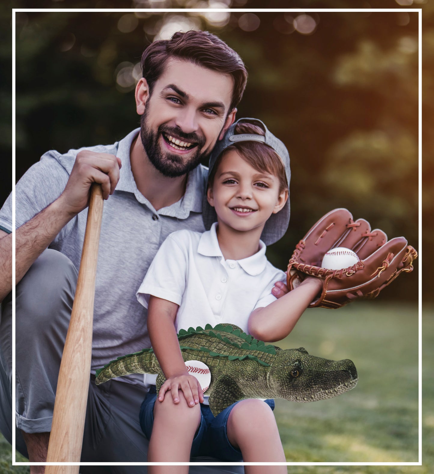 WILD COLLECTION PLUSH - ALLIGATOR 28" WITH BASEBALL PLUSH