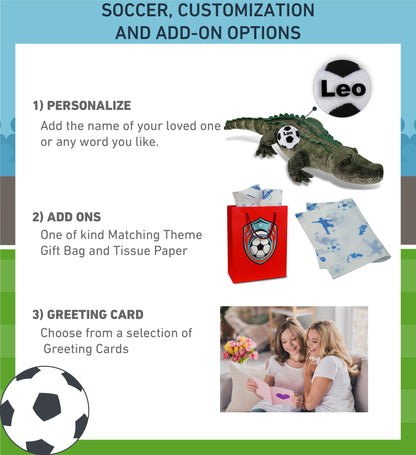 WILD COLLECTION PLUSH - ALLIGATOR 28" WITH SOCCER PLUSH