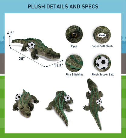WILD COLLECTION PLUSH - ALLIGATOR 28" WITH SOCCER PLUSH