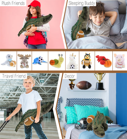 WILD COLLECTION PLUSH - ALLIGATOR 28" WITH FOOTBALL PLUSH