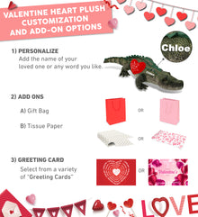 PLUSH I LOVE YOU RED HEART - WILD COLLECTION PLUSH - ALLIGATOR 28"
