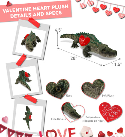 PLUSH I LOVE YOU RED HEART - WILD COLLECTION PLUSH - ALLIGATOR 28"
