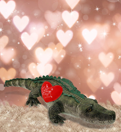 PLUSH I LOVE YOU RED HEART - WILD COLLECTION PLUSH - ALLIGATOR 28"