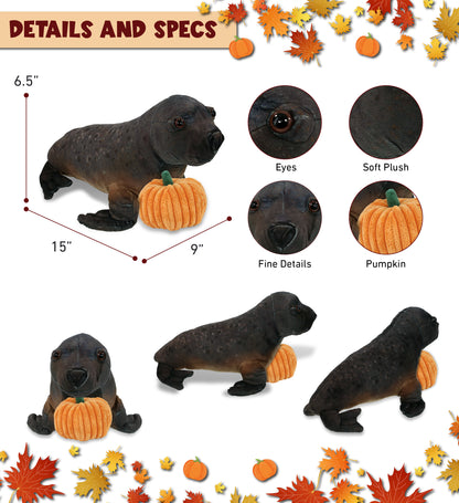 WILD COLLECTION PLUSH - SEA LION 15" WITH PUMPKIN PLUSH