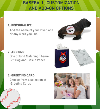 WILD COLLECTION PLUSH - SEA LION 15" WITH BASEBALL PLUSH