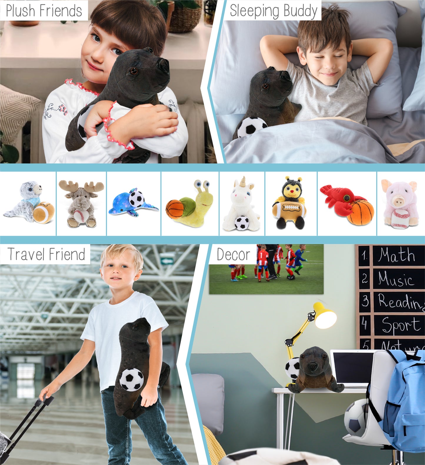 WILD COLLECTION PLUSH - SEA LION 15" WITH SOCCER PLUSH