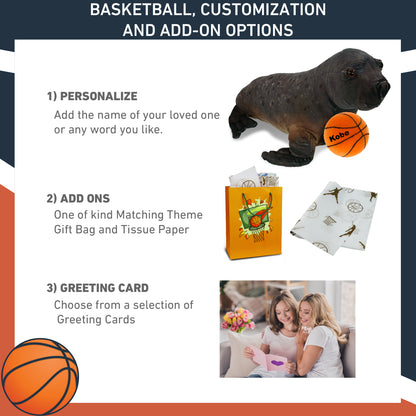 WILD COLLECTION PLUSH - SEA LION 15" WITH BASKETBALL PLUSH