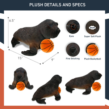 WILD COLLECTION PLUSH - SEA LION 15" WITH BASKETBALL PLUSH
