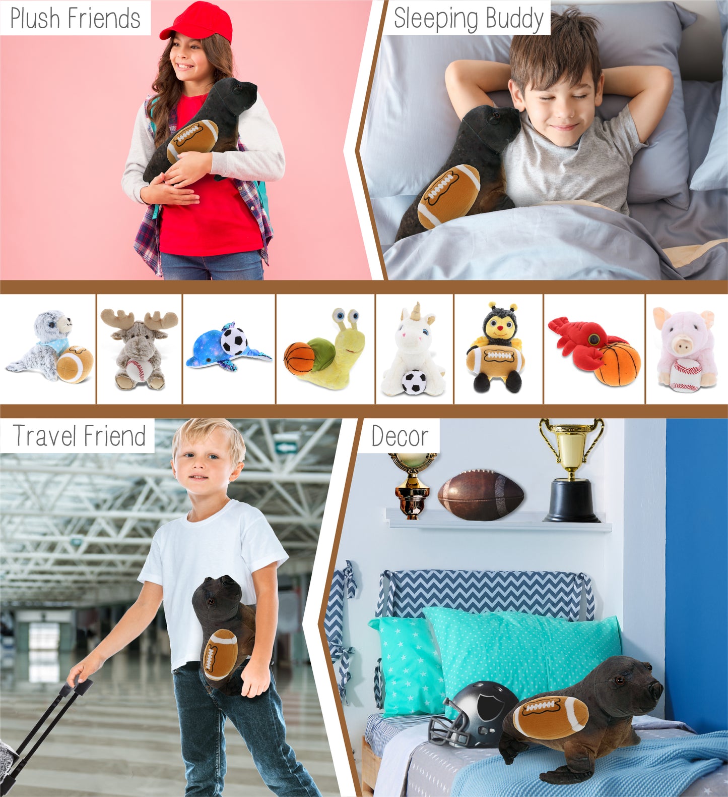 WILD COLLECTION PLUSH - SEA LION 15" WITH FOOTBALL PLUSH